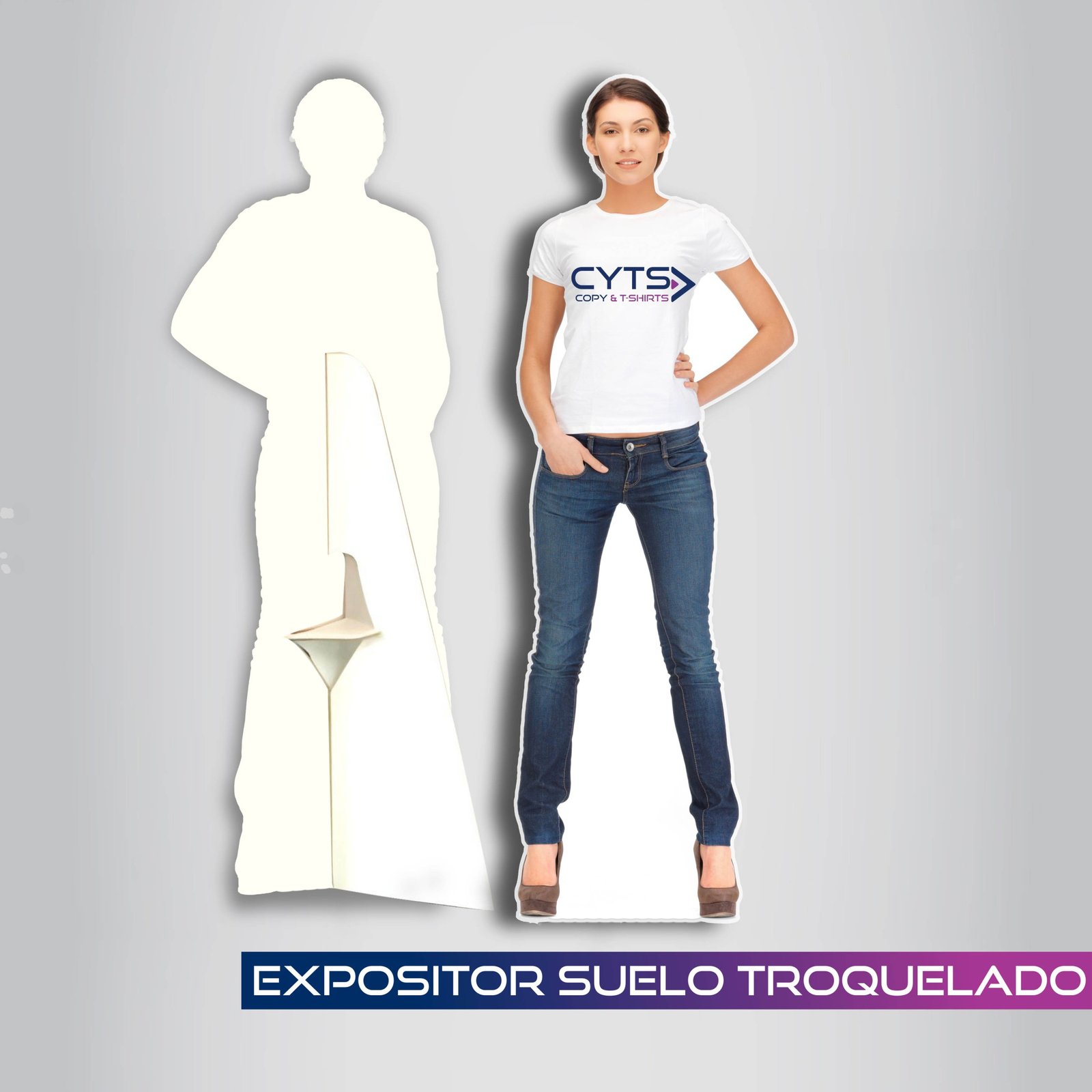 Expositor de suelo troquelado con peanas