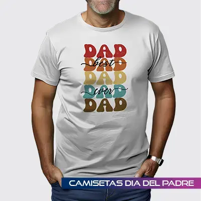 Camiseta personalizada para el Día del Padre con diseño tipográfico retro en impresión directa sobre prenda.