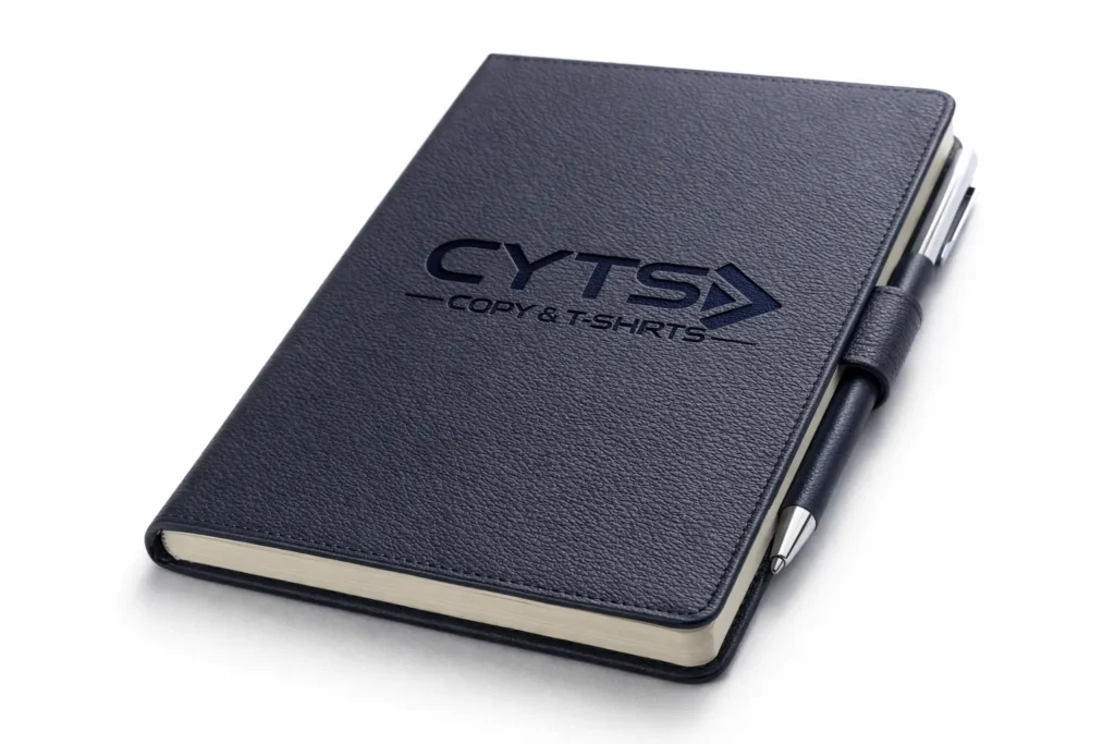 Libreta corporativa personalizada con logo grabado para merchandising empresarial
