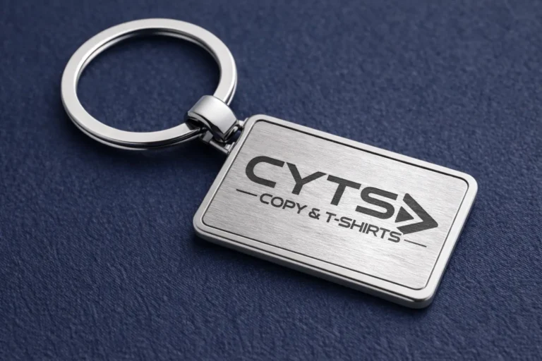 Llavero corporativo personalizado con grabado láser del logo CYTS