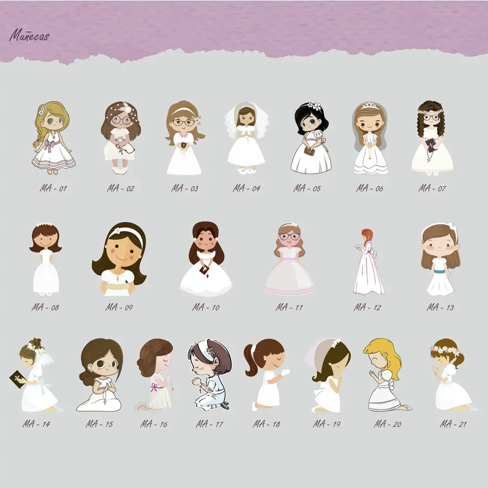 Lista de diseños para diferentes niñas.