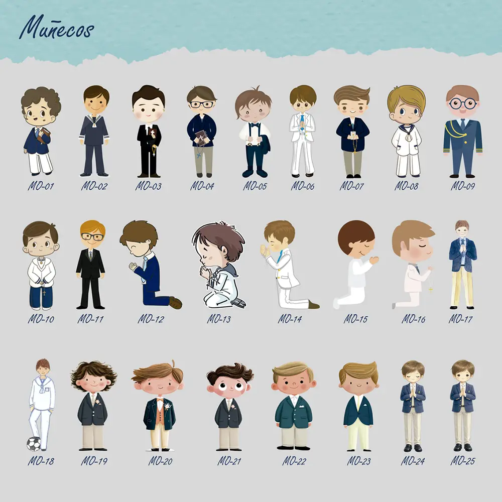 Lista de diseños para diferentes niños.