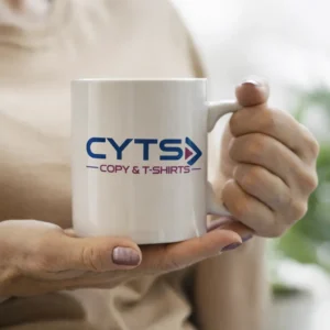 Taza corporativa personalizada con logo para merchandising de empresa
