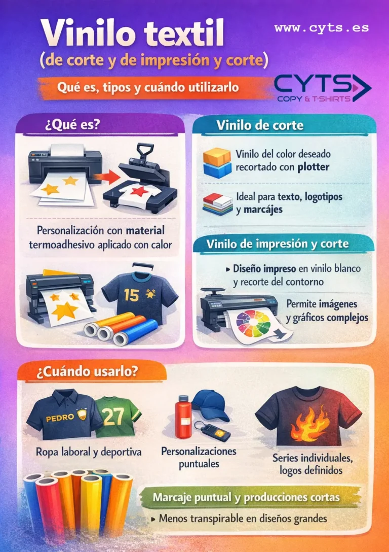 Personalización con vinilo textil aplicado con calor en ropa laboral y deportiva